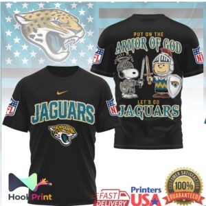 Jacksonville Jaguars Peanuts Snoopy Put On The Armor Of God Shirt
