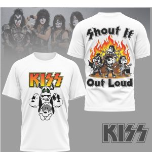 KISS Band x Snoopy Peanuts Shout It Out Loud Rock Graphic Shirt