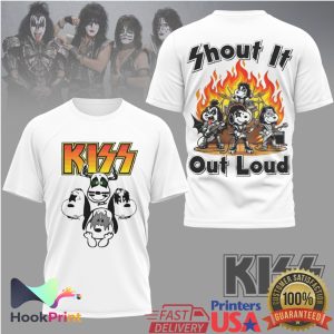 KISS Band x Snoopy Shout It Out Loud Fire Graphic T Shirt