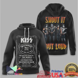 KISS Destroyer Rum Shout It Out Loud Whiskey Label Style T Shirt