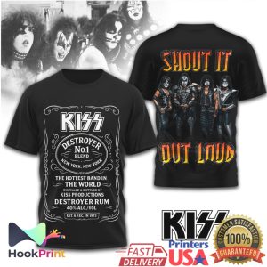 KISS Destroyer Rum Shout It Out Loud Whiskey Label Style T Shirt