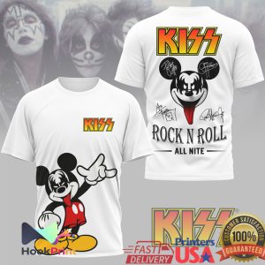 KISS Rock N Roll All Nite Mickey Mouse Signature Graphic T Shirt