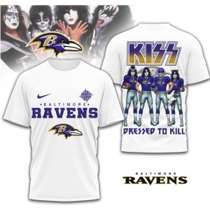 KISS x Baltimore Ravens Dressed To Kill Rock Mashup NFL Shirt KISS x Baltimore Ravens Dressed To Kill Rock Mashup NFL Shirt