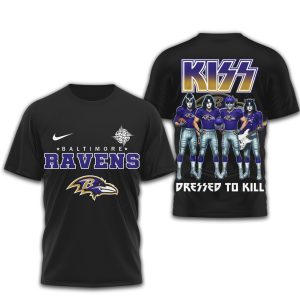 KISS x Baltimore Ravens Dressed To Kill Rock Mashup NFL Shirt