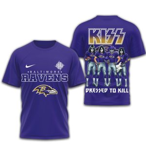 KISS x Baltimore Ravens Dressed To Kill Rock Mashup NFL Shirt