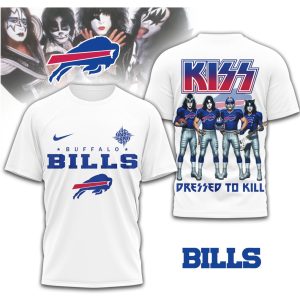 KISS x Buffalo Bills Dressed To Kill Band Fan Football T Shirt KISS x Buffalo Bills Dressed To Kill Band Fan Football T Shirt