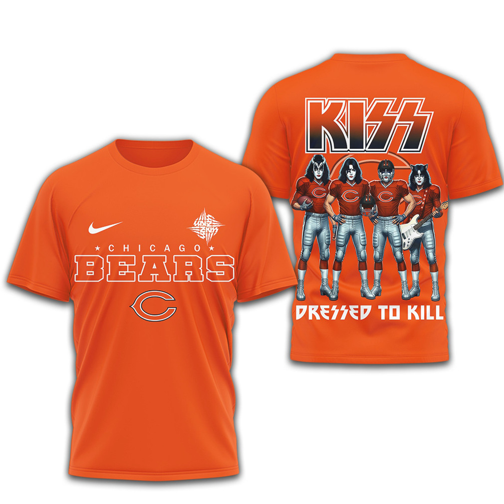 KISS x Chicago Bears Dressed to Kill NFL Rock Band T Shirt KISS x Chicago Bears Dressed to Kill NFL Rock Band T Shirt