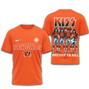 KISS x Cincinnati Bengals Dressed To Kill NFL Rocker T Shirt