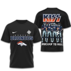 KISS x Denver Broncos Dressed to Kill NFL Rock T Shirt