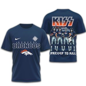 KISS x Denver Broncos Dressed to Kill NFL Rock T Shirt