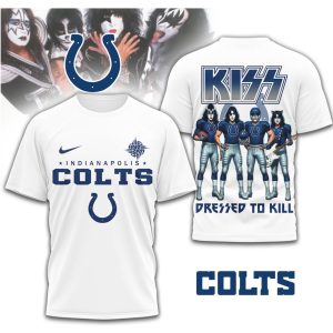 KISS x Indianapolis Colts Dressed to Kill NFL Rock T Shirt KISS x Indianapolis Colts Dressed to Kill NFL Rock T Shirt