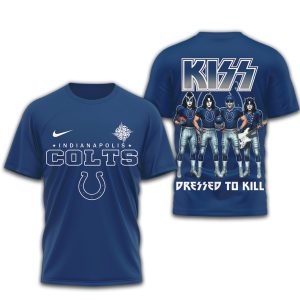 KISS x Indianapolis Colts Dressed to Kill NFL Rock T Shirt