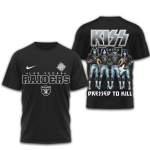 KISS x Las Vegas Raiders Dressed To Kill Retro Band Football T Shirt