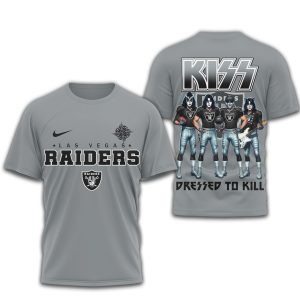 KISS x Las Vegas Raiders Dressed To Kill Retro Band Football T Shirt