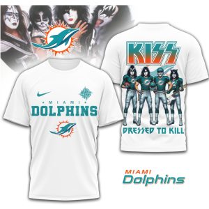 KISS x Miami Dolphins Dressed To Kill Vintage Rock NFL T Shirt KISS x Miami Dolphins Dressed To Kill Vintage Rock NFL T Shirt