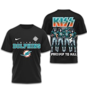 KISS x Miami Dolphins Dressed To Kill Vintage Rock NFL T Shirt