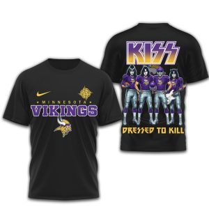 KISS x Minnesota Vikings Dressed to Kill NFL Rock T Shirt