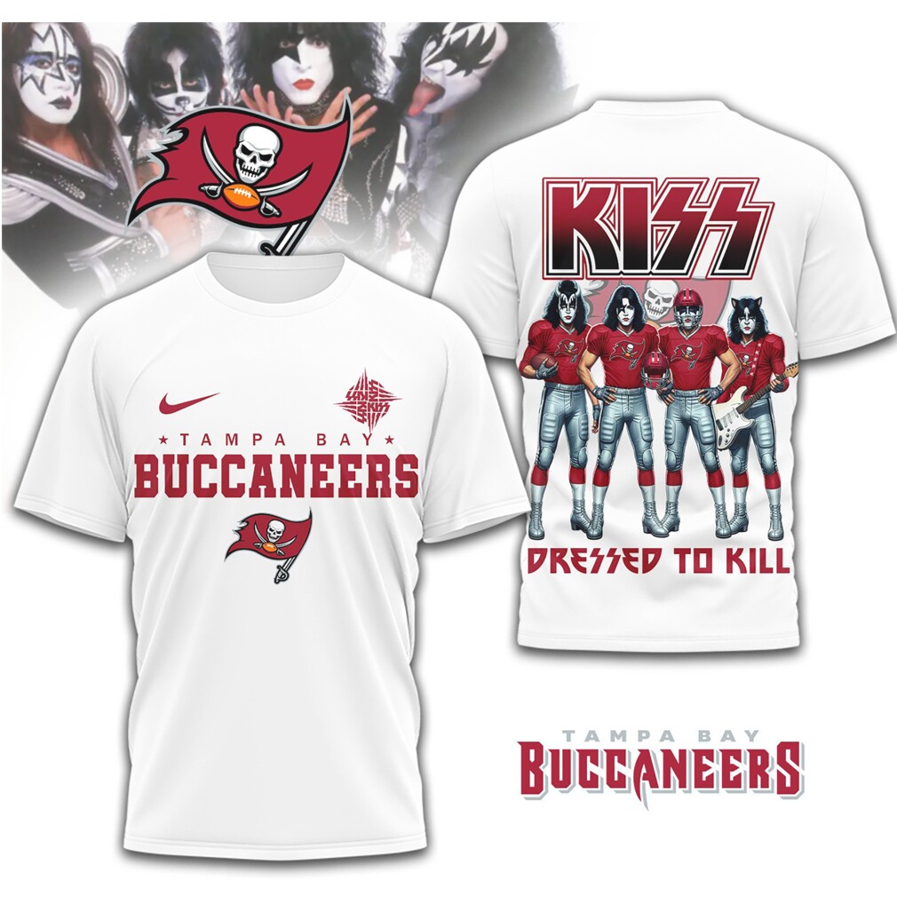 KISS x Tampa Bay Buccaneers Dressed to Kill NFL Rock T Shirt KISS x Tampa Bay Buccaneers Dressed to Kill NFL Rock T Shirt