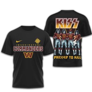 KISS x Washington Commanders Dressed to Kill NFL Rock T Shirt