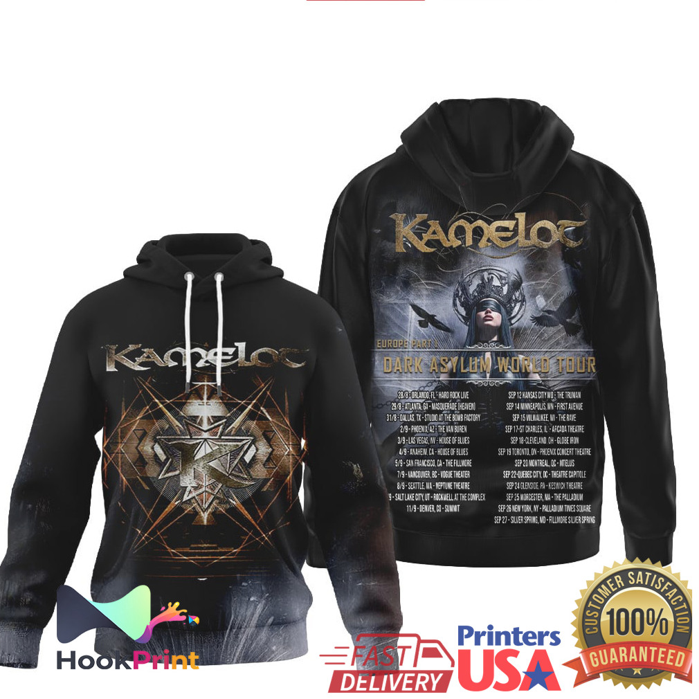 Kamelot Dark Asylum World Tour Gothic Metal Shirt Kamelot Dark Asylum World Tour Gothic Metal Shirt