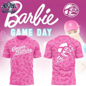 Kannapolis Cannon Ballers Barbie Game Day Pink Pattern Baseball T Shirt