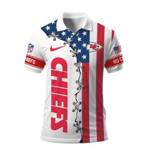 Kansas City Chiefs American Flag Laced Style Polo Shirt