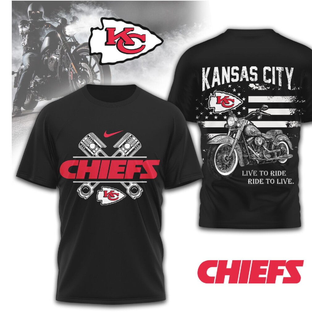 Kansas City Chiefs Biker Live To Ride American Flag Red Yellow T Shirt Kansas City Chiefs Biker Live To Ride American Flag Red Yellow T Shirt