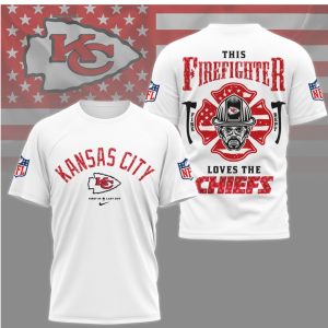 Kansas City Chiefs Firefighter NFL First Responder Hero Patriotic Red Fan Gear T Shirt