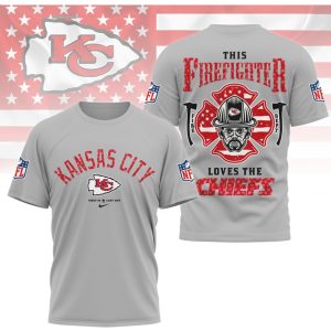Kansas City Chiefs Firefighter NFL First Responder Hero Patriotic Red Fan Gear T Shirt