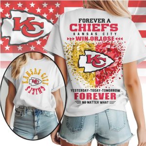 Kansas City Chiefs Forever A Fan Win Or Lose Crystal Heart Team T Shirt
