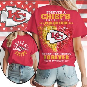 Kansas City Chiefs Forever A Fan Win Or Lose Crystal Heart Team T Shirt