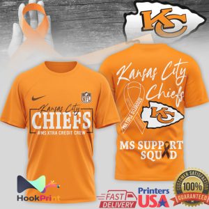 Kansas City Chiefs MS Support Squad Awareness MS Xtra Credit Crew T Shirt