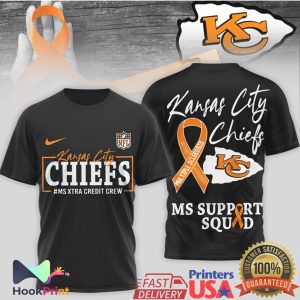 Kansas City Chiefs MS Support Squad Awareness MS Xtra Credit Crew T Shirt