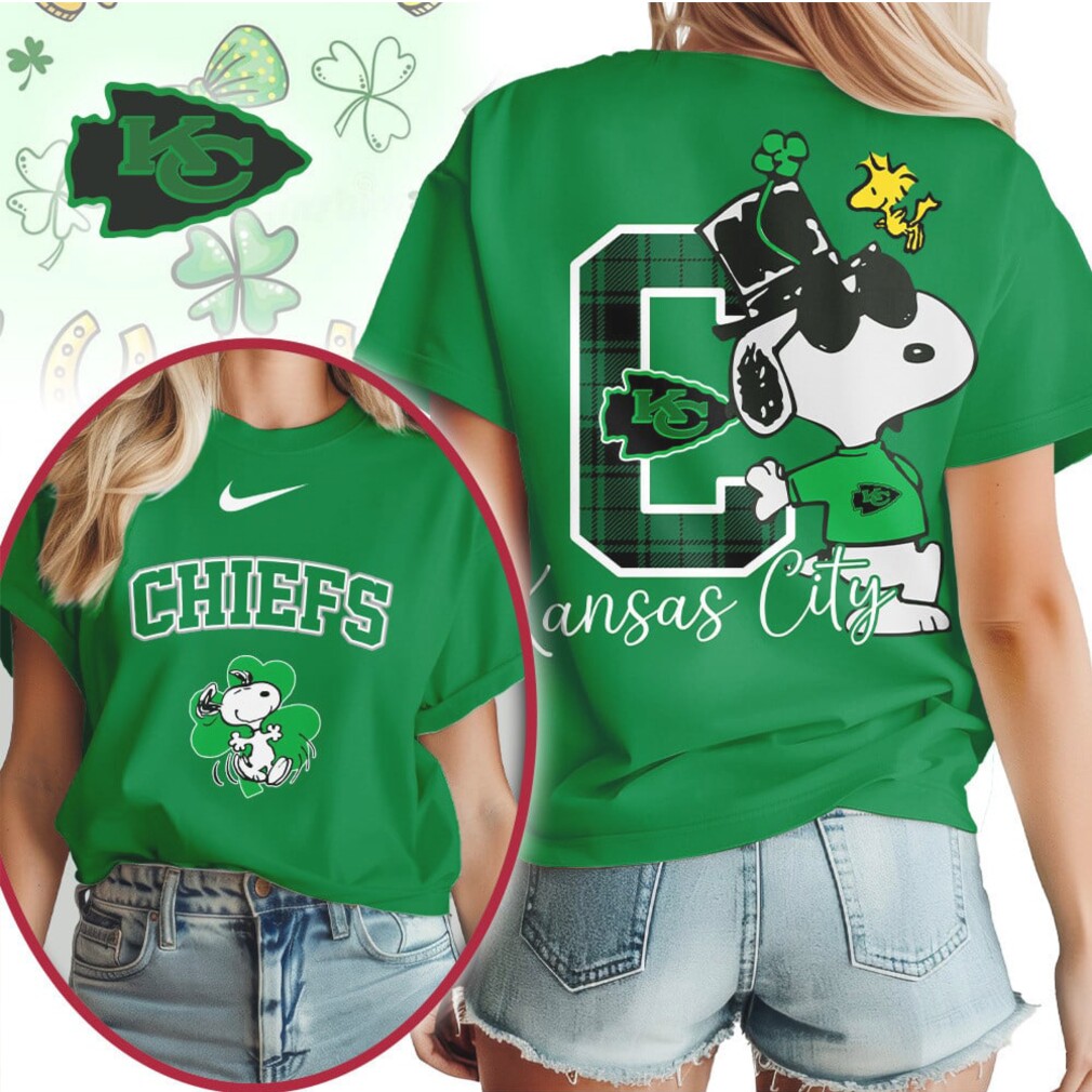 Kansas City Chiefs Snoopy St. Patrick's Day Lucky Clover NFL Football T Shirt Kansas City Chiefs Snoopy St. Patrick's Day Lucky Clover NFL Football T Shirt