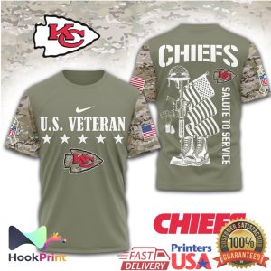 Kansas City Chiefs U.S. Veteran Salute to Service Olive Camo T Shirt