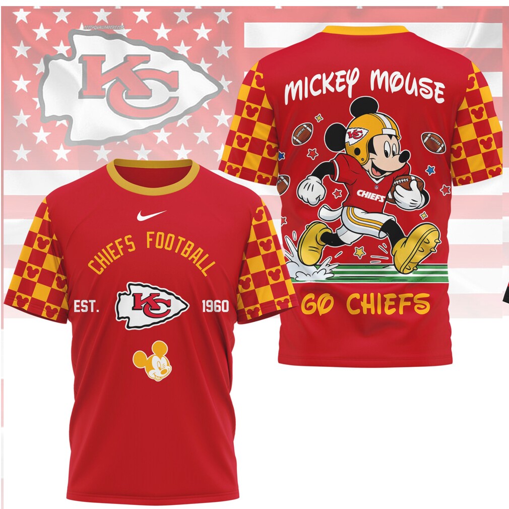 Kansas City Chiefs x Mickey Mouse 3D Football Jersey T Shirt Kansas City Chiefs x Mickey Mouse 3D Football Jersey T Shirt