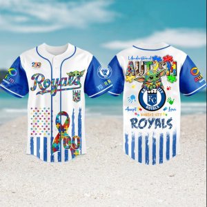 Kansas City Royals Autism Awareness Baby Yoda Personalized Baseball Jersey