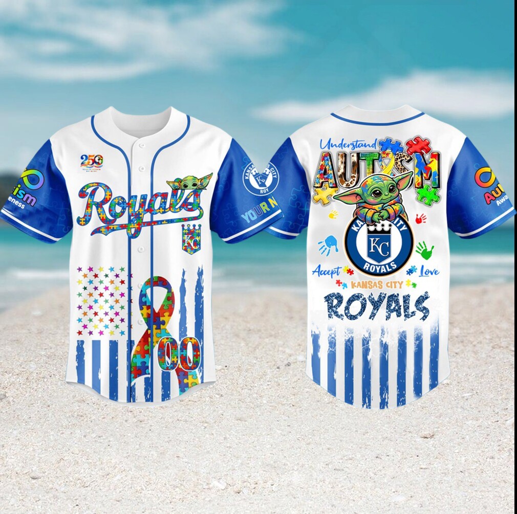 Kansas City Royals Autism Awareness Baby Yoda Personalized Baseball Jersey Kansas City Royals Autism Awareness Baby Yoda Personalized Baseball Jersey