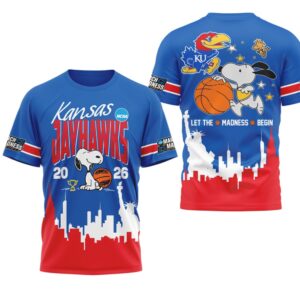 Kansas Jayhawks Snoopy 2026 NCAA Let The Madness Begin Shirt