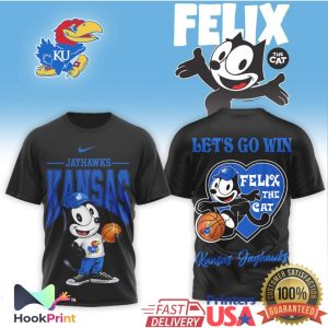 Kansas Jayhawks x Felix The Cat Basketball Let's Go Win T Shirt