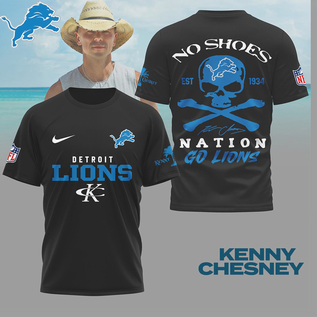 Kenny Chesney No Shoes Nation x Detroit Lions Skull Crossbones T Shirt Kenny Chesney No Shoes Nation x Detroit Lions Skull Crossbones T Shirt