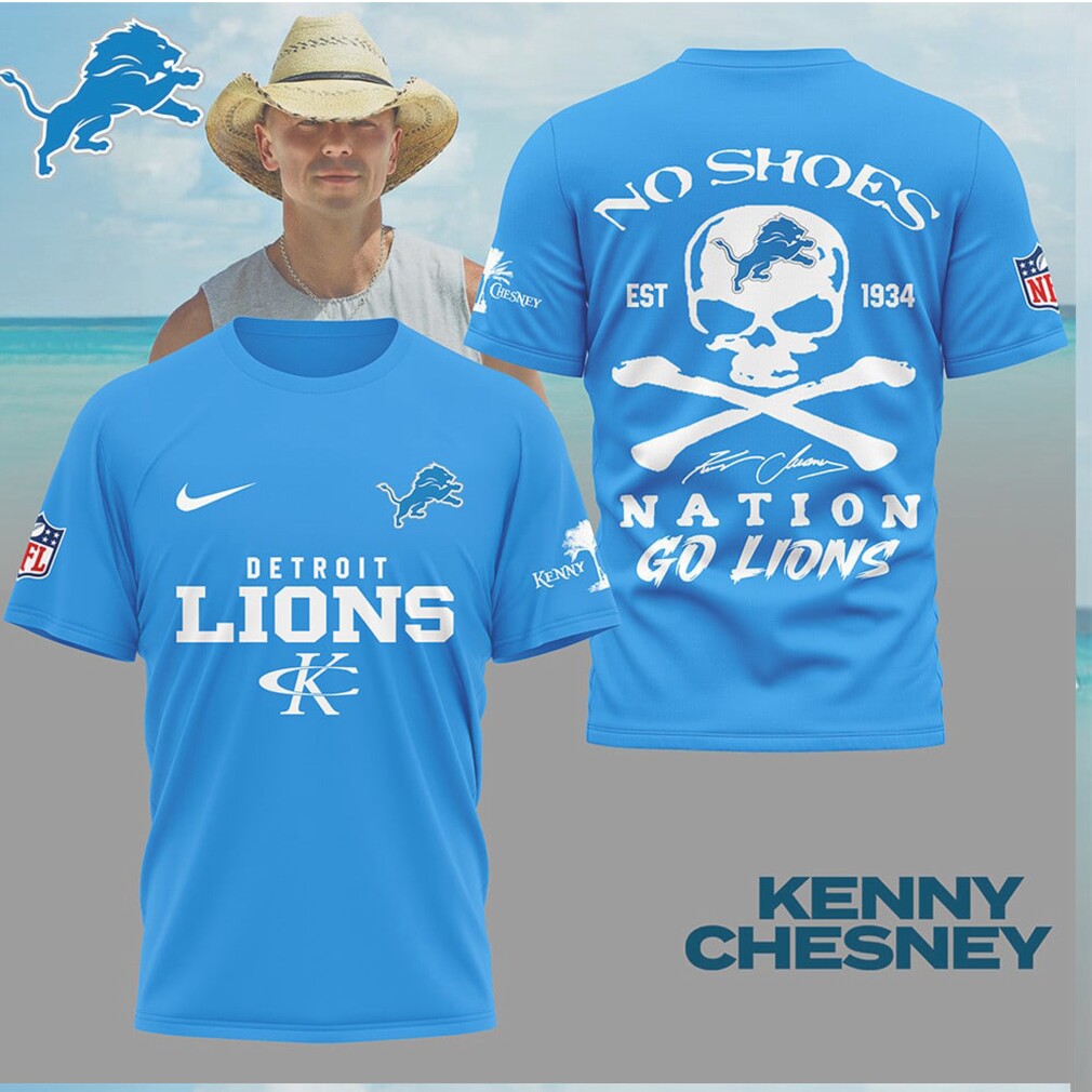 Kenny Chesney No Shoes Nation x Detroit Lions Skull Crossbones T Shirt Kenny Chesney No Shoes Nation x Detroit Lions Skull Crossbones T Shirt