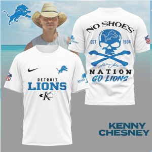 Kenny Chesney No Shoes Nation x Detroit Lions Skull Crossbones T Shirt