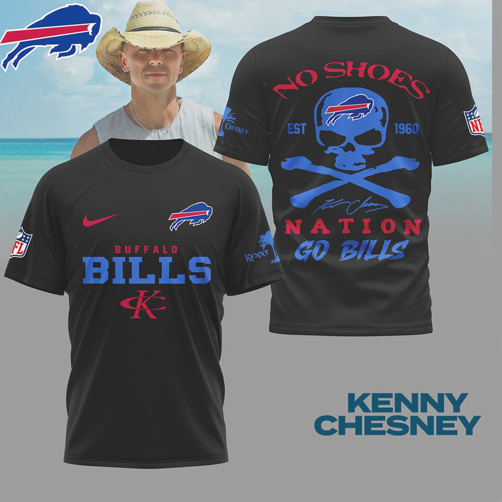 Kenny Chesney x Buffalo Bills No Shoes Nation Skull T Shirt Kenny Chesney x Buffalo Bills No Shoes Nation Skull T Shirt