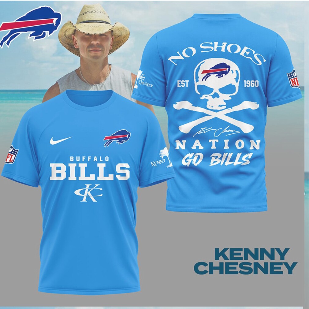 Kenny Chesney x Buffalo Bills No Shoes Nation Skull T Shirt Kenny Chesney x Buffalo Bills No Shoes Nation Skull T Shirt