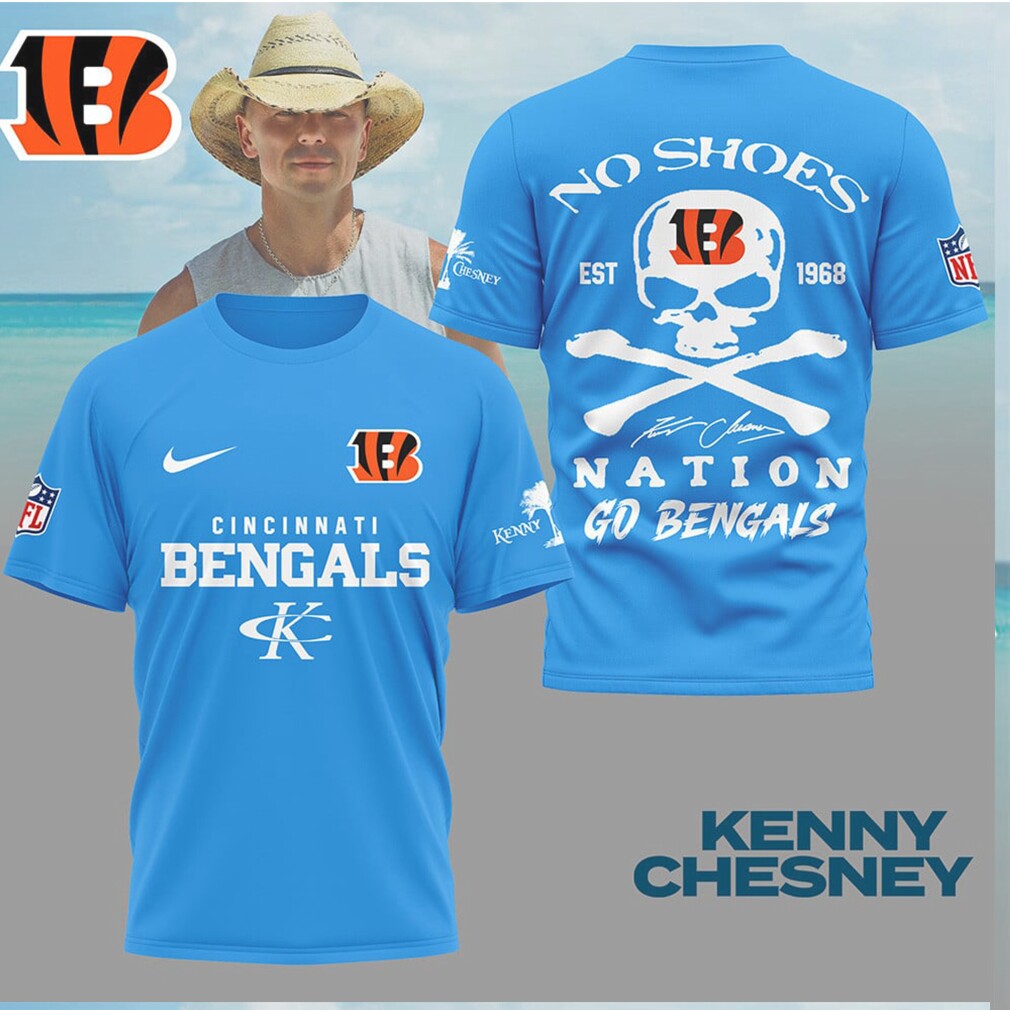 Kenny Chesney x Cincinnati Bengals No Shoes Nation Skull T Shirt Kenny Chesney x Cincinnati Bengals No Shoes Nation Skull T Shirt