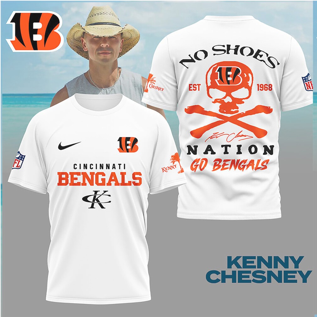 Kenny Chesney x Cincinnati Bengals No Shoes Nation Skull T Shirt Kenny Chesney x Cincinnati Bengals No Shoes Nation Skull T Shirt
