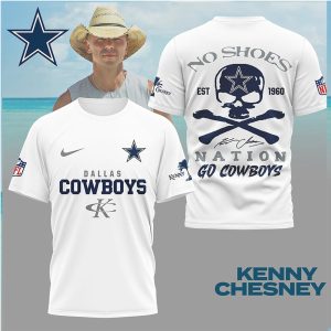 Kenny Chesney x Dallas Cowboys No Shoes Nation Skull T Shirt