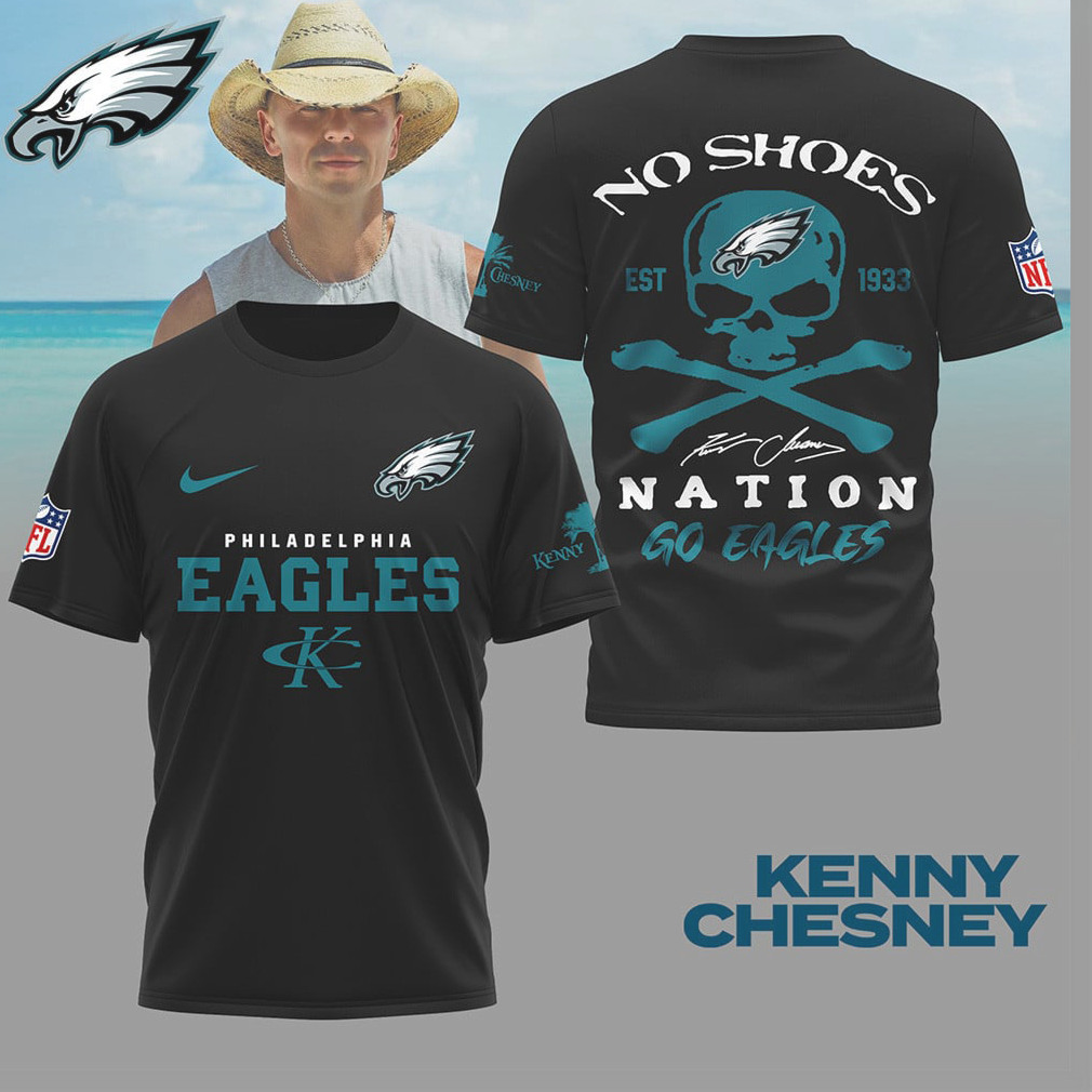 Kenny Chesney x Philadelphia Eagles No Shoes Nation Skull T Shirt Kenny Chesney x Philadelphia Eagles No Shoes Nation Skull T Shirt