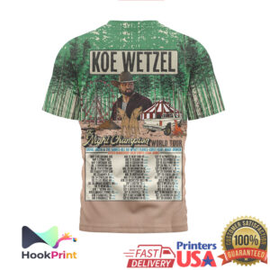 Koe Wetzel The Night Champion World Tour 1992 Longhorn Shirt Koe Wetzel The Night Champion World Tour 1992 Longhorn Shirt
